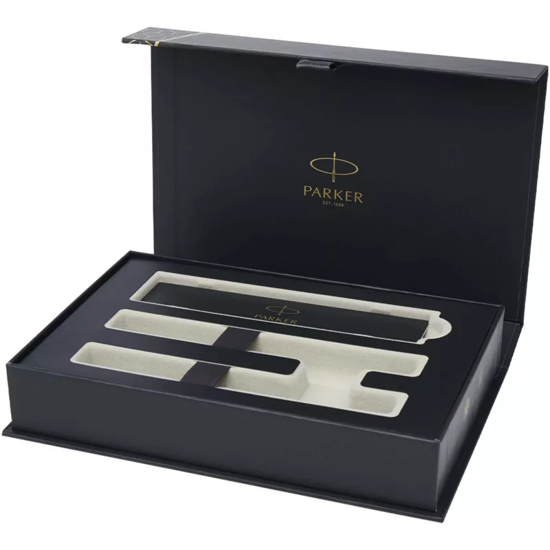 Parker IM Essentials – elegancki zestaw piśmienniczy: pióro i długopis, kolor czarny - Czarny (10801490)