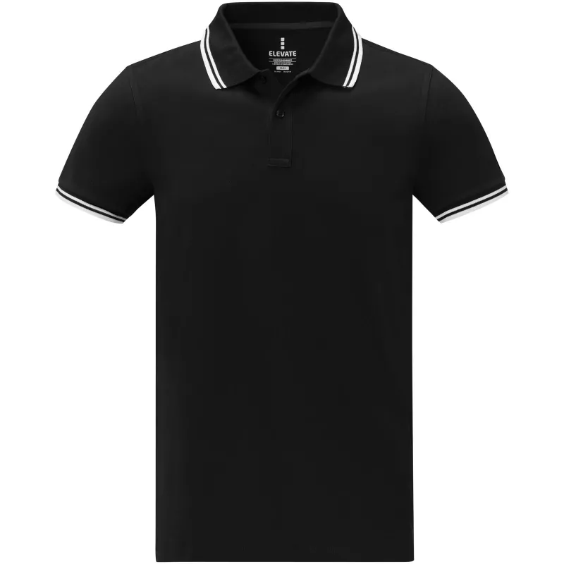 Męska koszulka polo Amarago z kontrastowymi paskami i krótkim rękawem - Czarny (38108-BLACK)