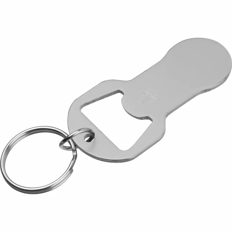 Brelok z otwieraczem do butelek i żetonem do wózka z aluminium z recyklingu OLIWIER - mid blue (9544507)