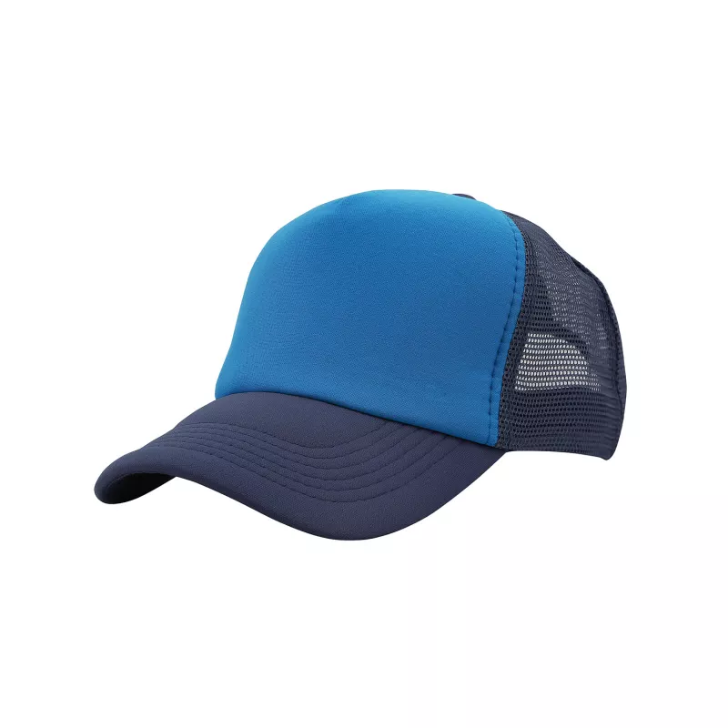 Czapka z daszkiem typu trucker z poliestru 120 g/m² #3803 - Niebieski cyan-granatowy (HW-3803-CYAN/NAVY)