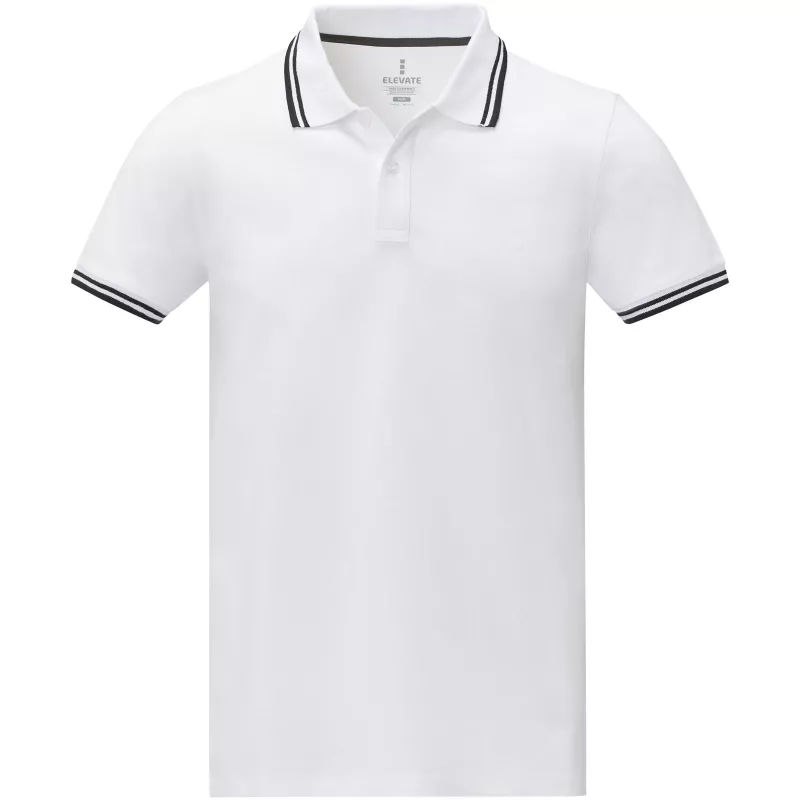 Męska koszulka polo Amarago z kontrastowymi paskami i krótkim rękawem - Biały (38108-WHITE)