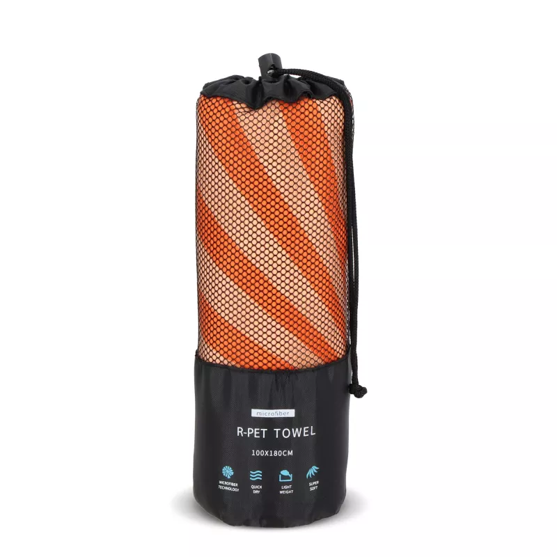 Szybkoschnący ręcznik plażowy R-PET 100×180 cm, sublimacja - pomarańczowy (LT97215-N0026)