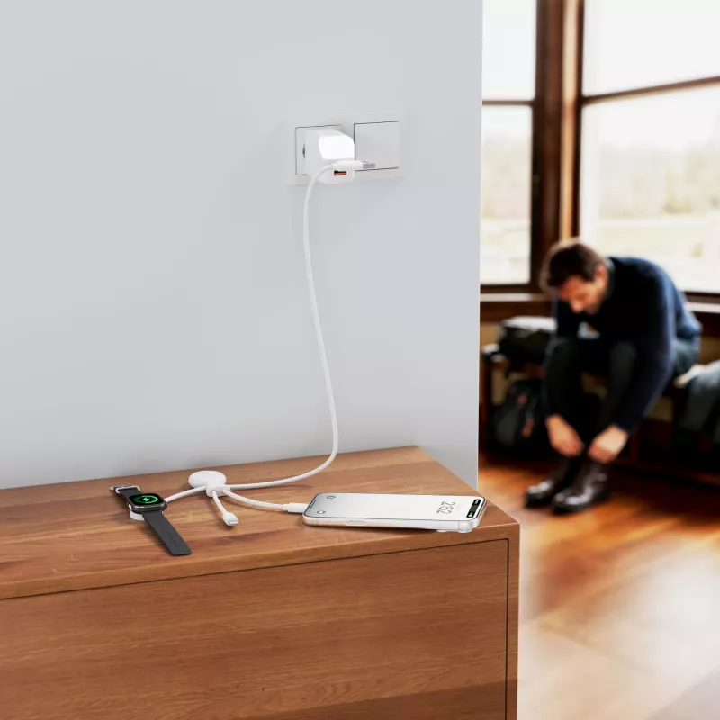 Xoopar Mr. Bio Long, wielofunkcyjny kabel do Apple i Samsung Watch,1 metr - biały (LT41031-N0001)