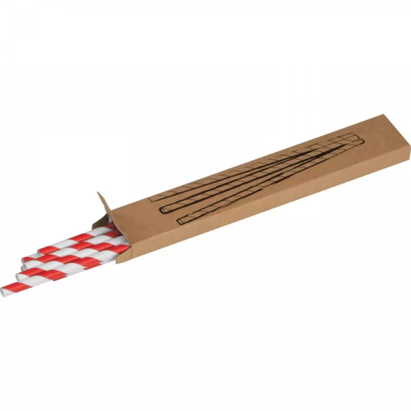 Słomki do napojów tekturowe 10 szt. LINA - czerwony (8119105)