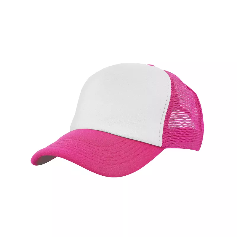 Czapka z daszkiem typu trucker z poliestru 120 g/m² #3803 - Biało-różowa (HW-3803-WHITE/PINK)