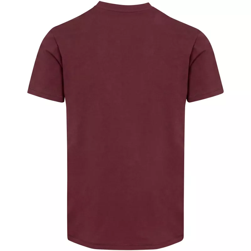 Balfour organiczna koszulka unisex z krótkim rękawem i dekoltem w serek, wykonana z materiału o gramaturze 200 g/m², z certyf - Głęboki bordowy (39665-DPBURGUN)