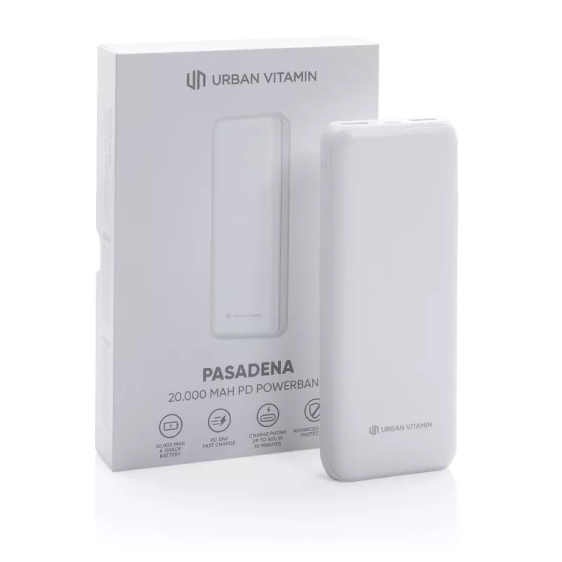 Szybki power bank 20000 mAh Urban Vitamin - biały (P322.753)