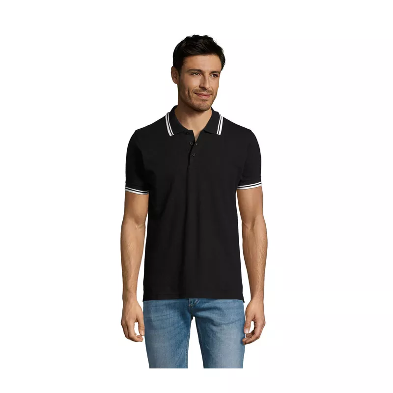 Koszulka polo męska bawełniana 200 g/m² Sol's PASADENA - Negro/Blanco (S00577-BC)