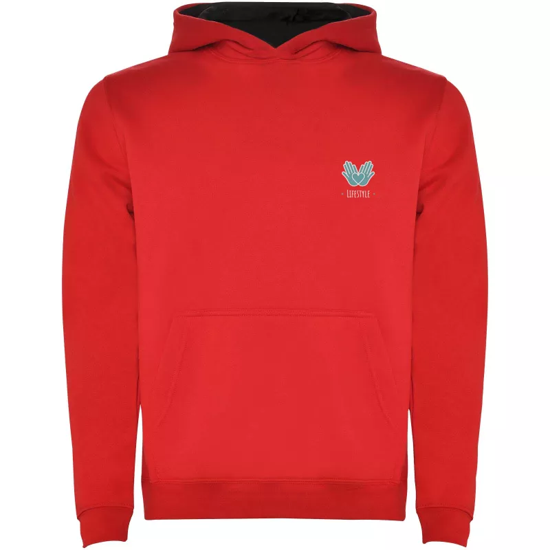 Dziecięca bluza z kapturem 280 g/m²  Roly Urban - Czarny-Czerwony (K1067-BLACK-RED)