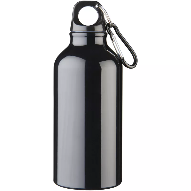 Butelka reklamowa 400 ml Oregon aluminiowa z karabińczykiem - Czarny (10000201)