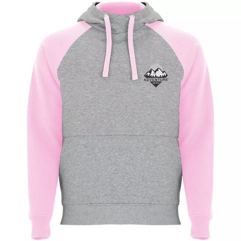 Badet dwukolorowa bluza z kapturem unisex - Jasnoróżowy-Szary melanż (R1058-H_GREY-L_PINK)