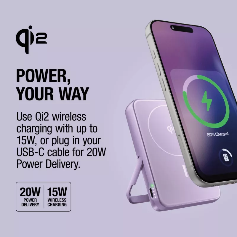 Fresh 'n Rebel Powerbank bezprzewodowy 10000 mAh kompatybilny z MagSafe - liliowy (LT49745-N0071)