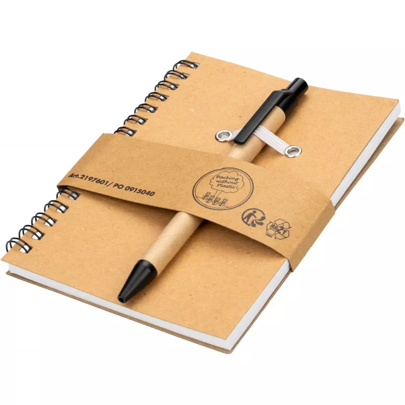 Notes A6 w linie z papieru z recyklingu z długopisem KEYSTONE - brązowy (197601)