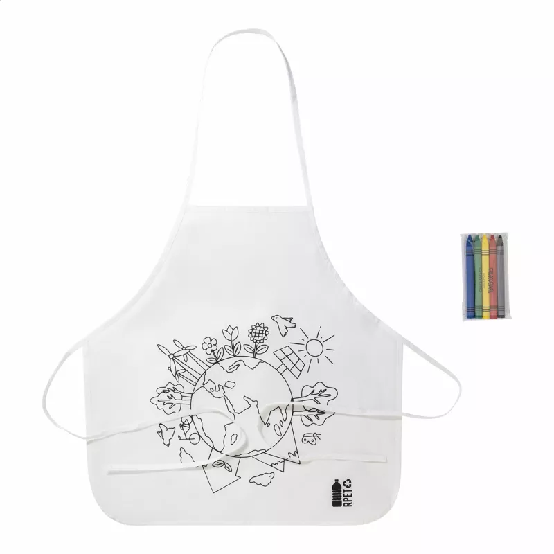 Ecolo fartuch do kolorowania RPET - biały (AP800301)