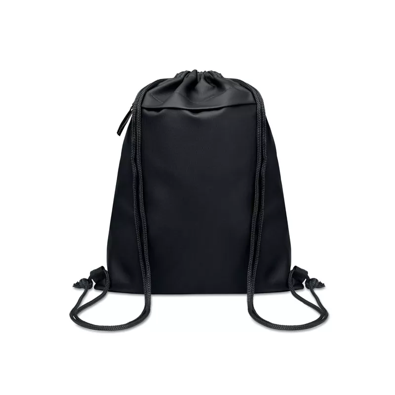 Worek ze sznurkiem z RPET 600D z kieszenią BANGKOK BAG - Czarny (MO2639-03)