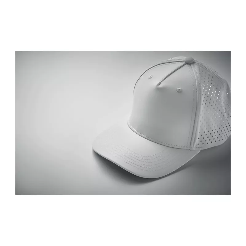 Czapka z daszkiem sportowa 5-panelowa 130 g/m² CAPO - Bialy (MO2543-06)