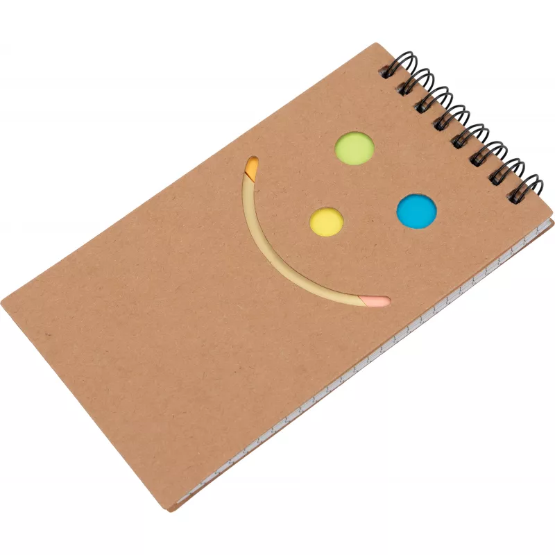 Notatnik w kratkę z karteczkami do markowania MANLIO - brązowy (2058301)