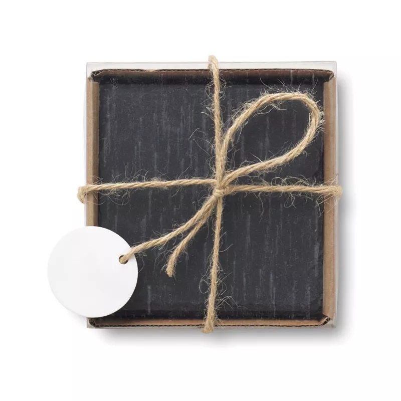 Podkładki z łupka 4 szt. 10x10 cm SLATE4 - Czarny (MO9124-03)