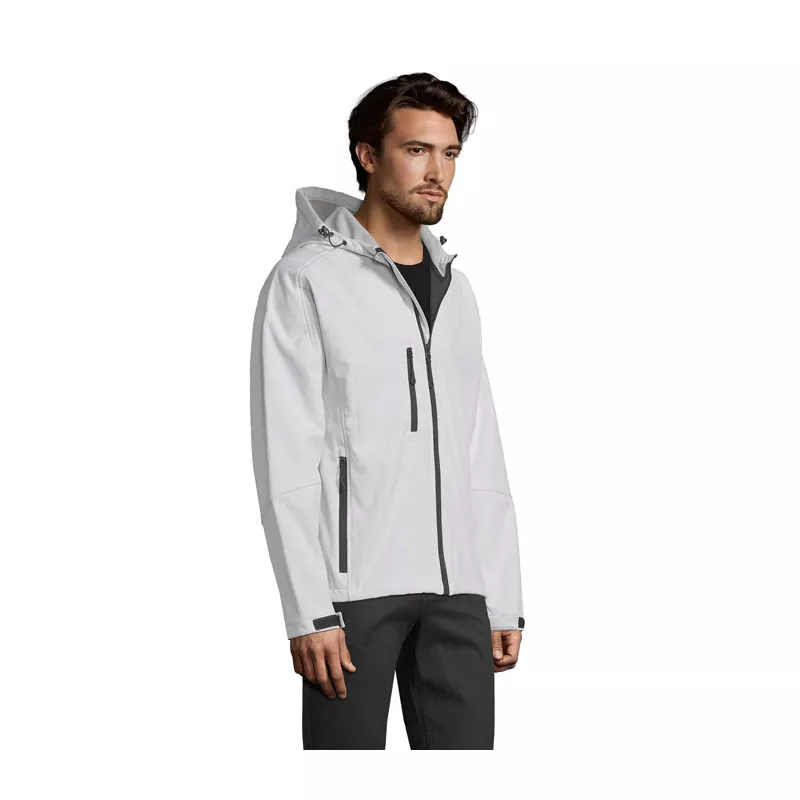 Softshell męski z kapturem 340 g/m² Sol's REPLAY MEN - Bialy (S46602-WH)