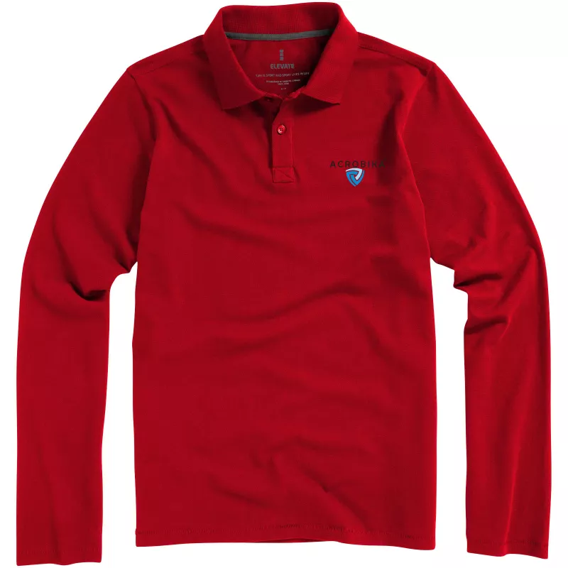 Męskie polo Oakville z długim rękawem - Czerwony (38086-RED)