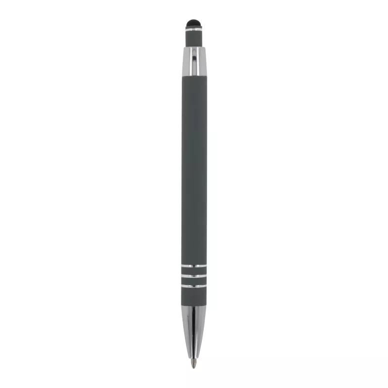 Długopis metalowy gumowany z touch penem Athens - szary (LT87781-N0061)