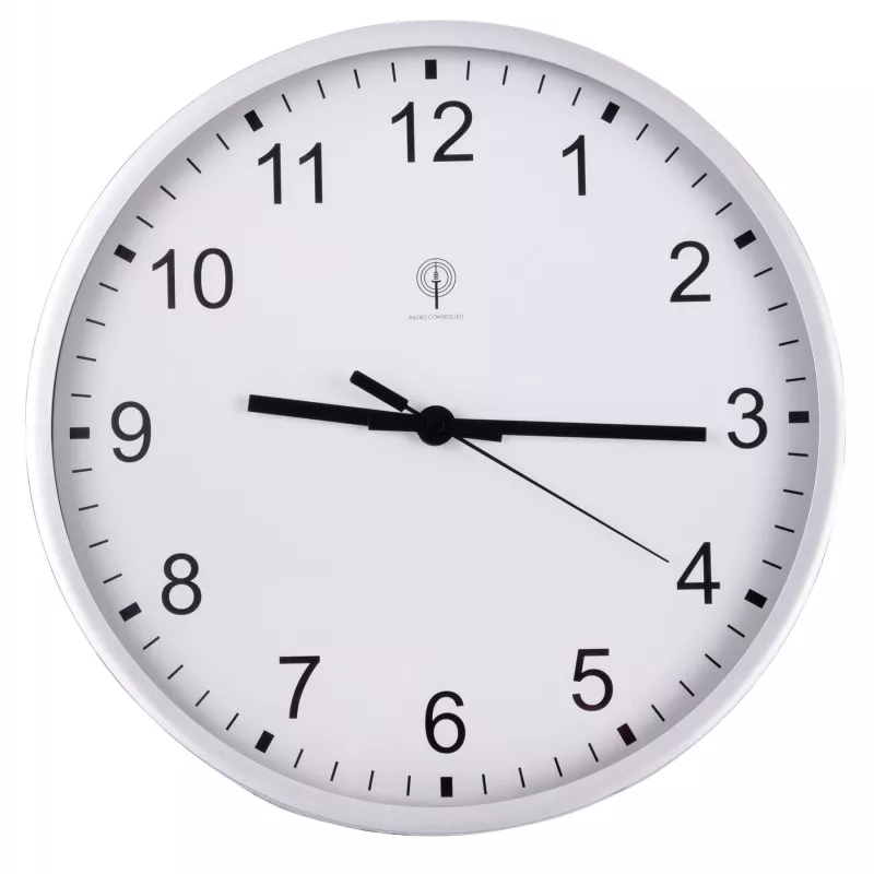 Zegar ścienny URANUS sterowany radiowo, biały - srebrny (56-0401500)