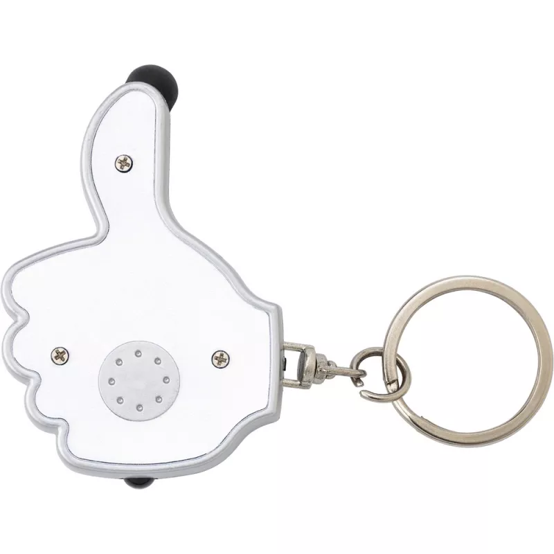 Brelok do kluczy "kciuk", lampka LED, touch pen - biały (V1686-02)