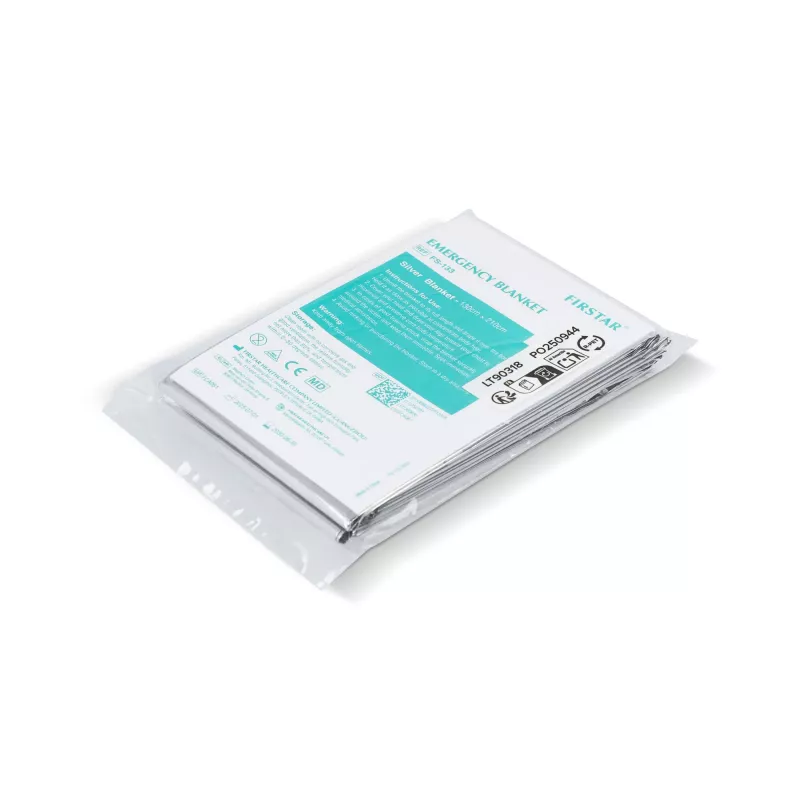 Koc ratunkowy do udzielania pierwszej pomocy 130 x 210 cm - srebrny (LT90318-N0005)