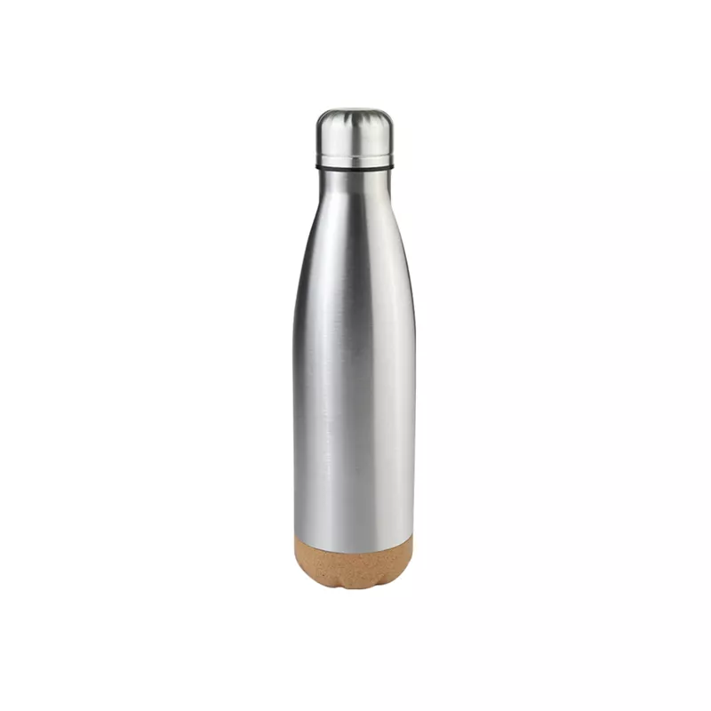 Reklamowa butelka próżniowa z korkowym spodem Jowi 500 ml - srebrny (R08445.01)