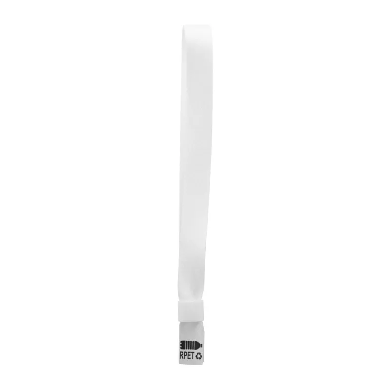 Personalizowana festiwalowa bransoletka z poliestru RPET z kolorowym plastikowym zamkiem zabezpieczającym SuboWrist - biały (AP716732-01)