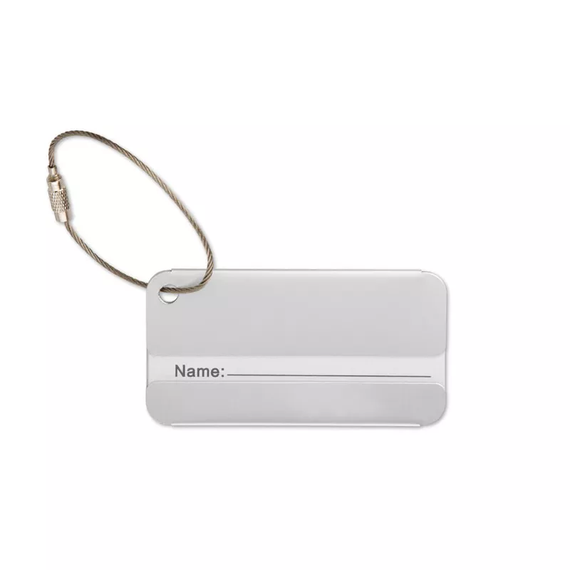 Zawieszka do bagażu aluminiowa z linką TAGGY - Srebrny Mat (MO8352-16)