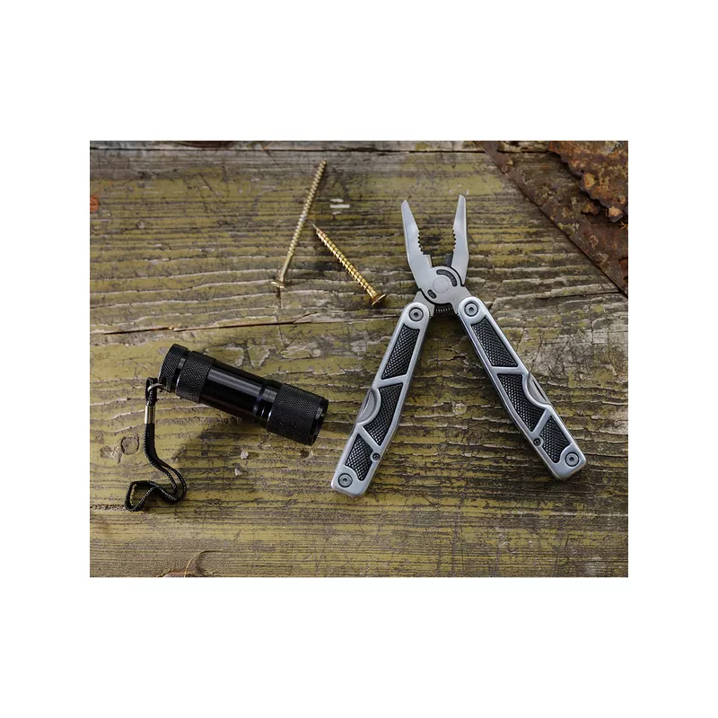 Narzędzie wielofunkcyjne z latarką Survivor - czarny (R17536.A)