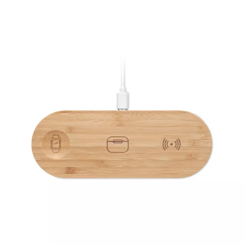Stacja ładująca 3 w 1 15W w bambusowym etui RECPAD - Drewna (MO2729-40)