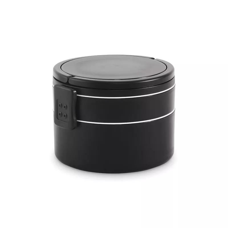 Lunchbox okrągły dwupoziomowy z PP 950 ml ENSALA - Czarny (MO2902-03)