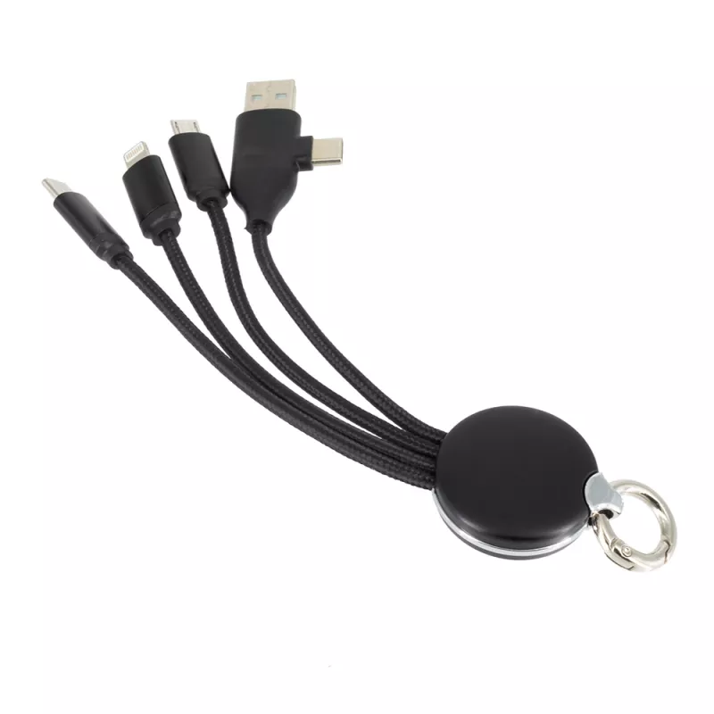 Kabel z podświetlanym logo 4w1, RXD-368 - czarny (EG059903)
