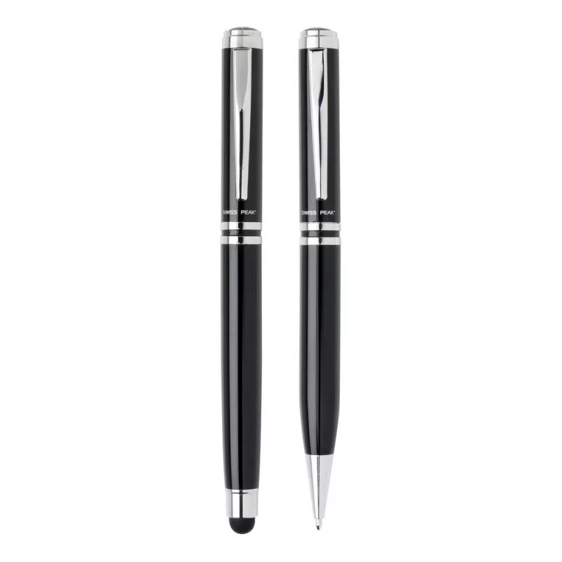 Zestaw piśmienny  pióro kulkowe z touch penem oraz długopis Swiss Peak - czarny, srebrny (P610.430)