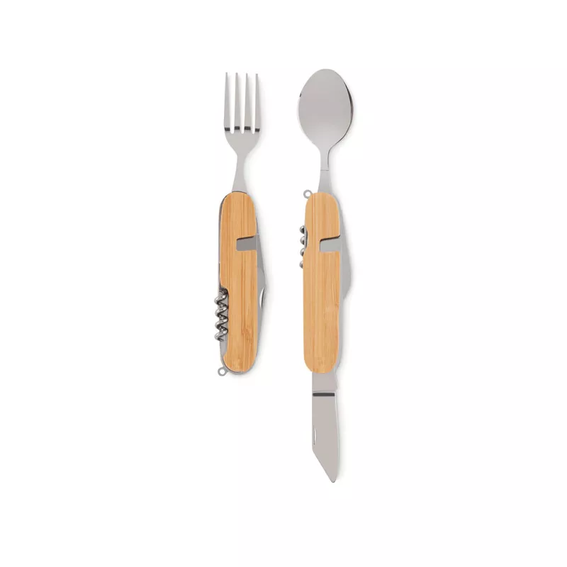 Sztućce kempingowe składane 5 w 1 SUBETE - Drewna (MO6473-40)