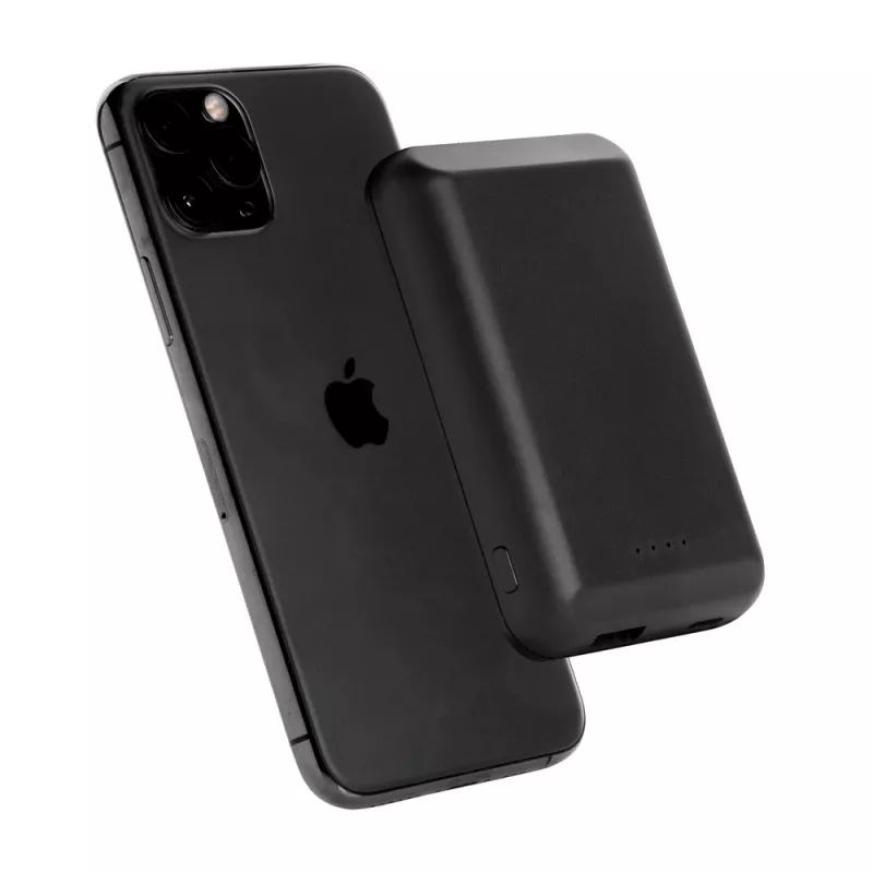 Magnetyczny, bezprzewodowy power bank 5000 mAh, 5W - czarny (P322.281)