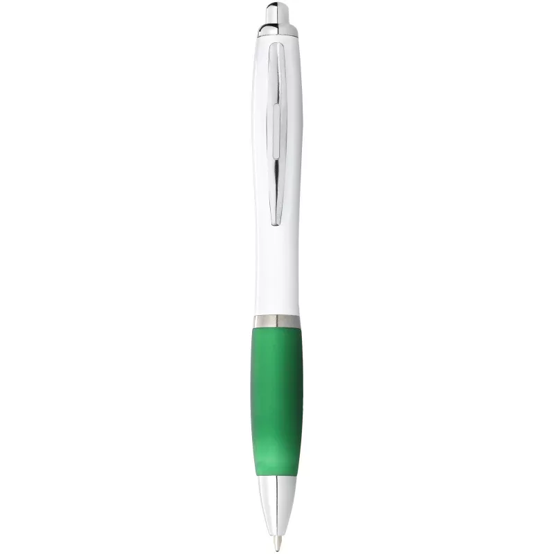 Długopis Nash z białym korpusem i kolorwym uchwytem - Biały-Zielony (10690001)