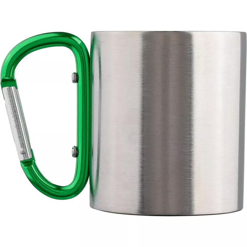Metalowy kubek 185 ml z karabińczykiem - zielony (V0646-06)