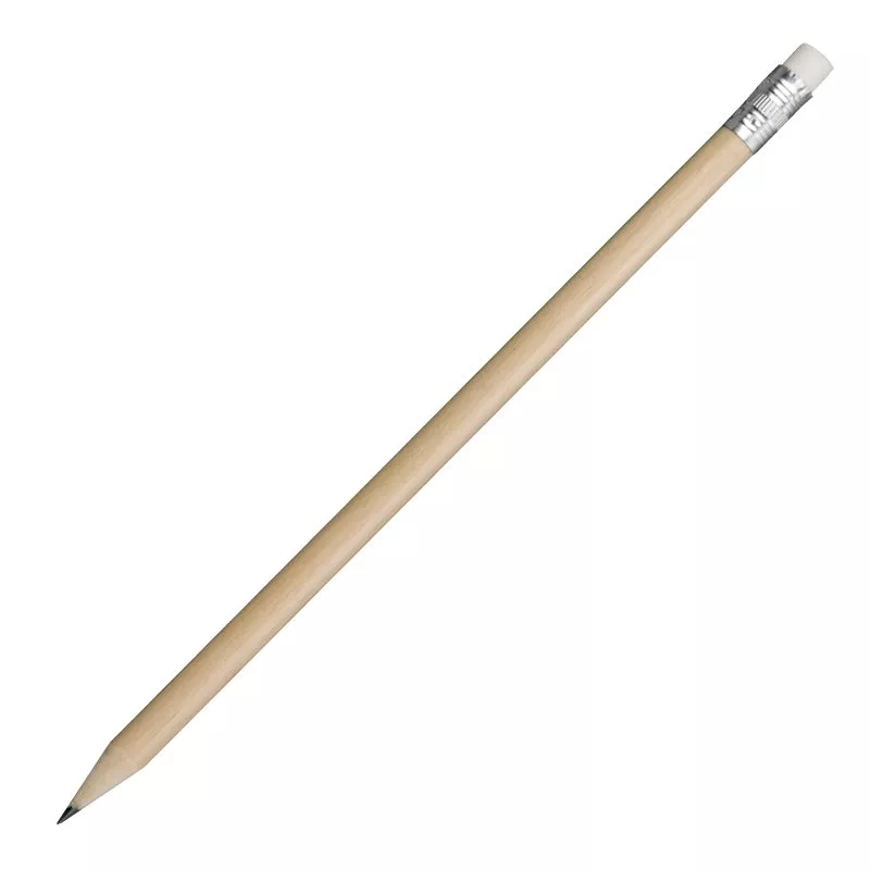 Ołówek drewniany z drewna lipowego z gumką - ecru (R73770)