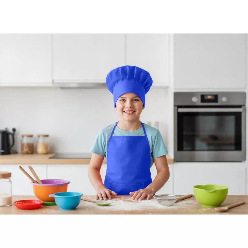 Zestaw małego kucharza, fartuch kuchenny i czapka kucharska, rozmiar dziecięcy | Nedina - granatowy (VA063-04)