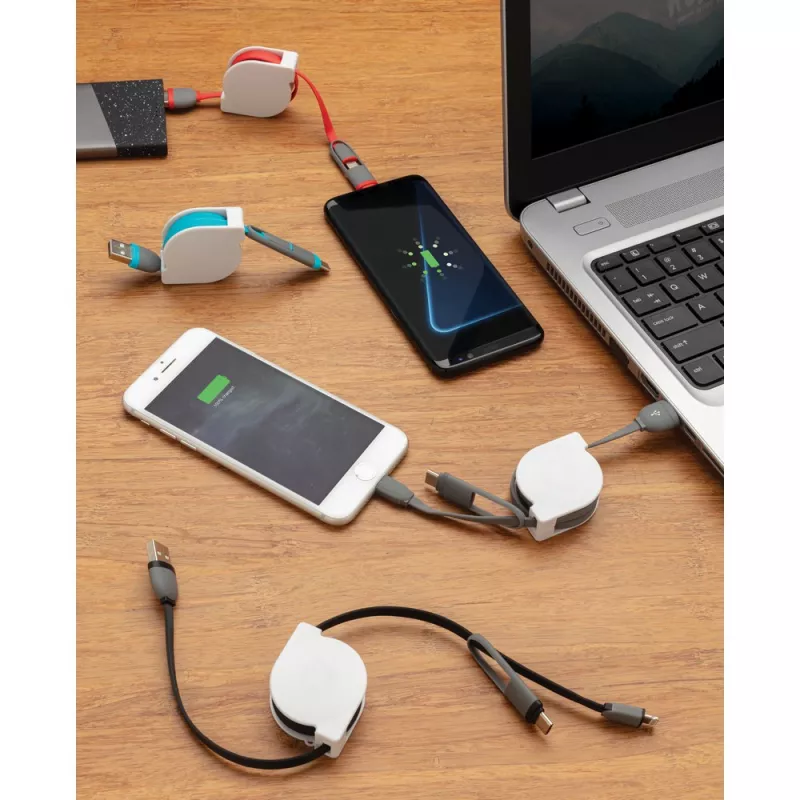 Zwijany kabel do ładowania i synchronizacji 3 w 1 - czarny (P302.221)