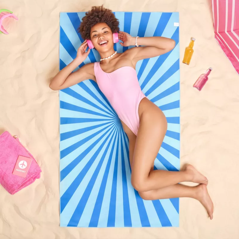 Szybkoschnący ręcznik plażowy R-PET 100×180 cm, sublimacja - niebieski (LT97215-N0011)