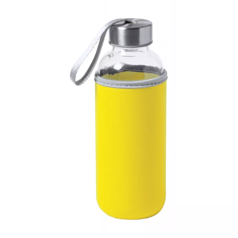 Butelka szklana w futerale Dokath 420 ml - żółty (AP781675-02)