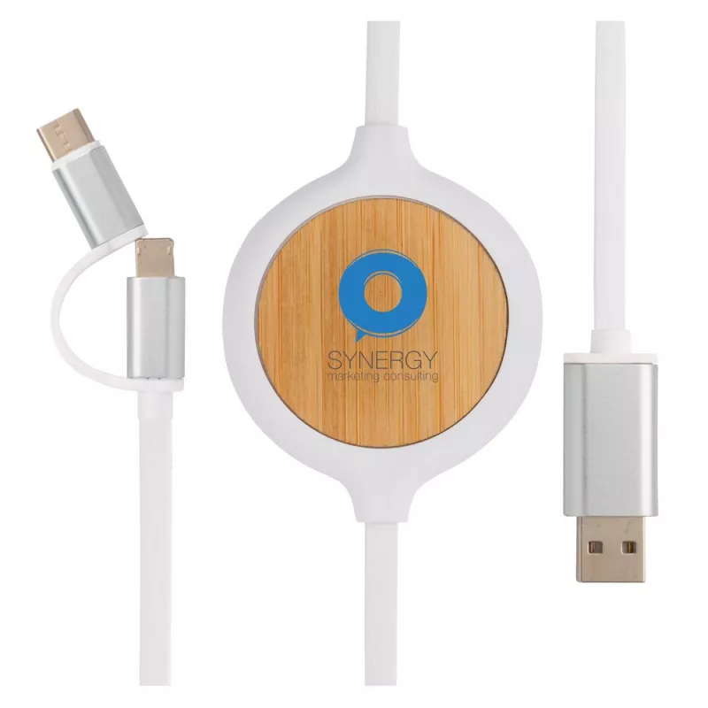 Kabel do ładowania 3 w 1, ładowarka bezprzewodowa 5W - biały (P302.253)