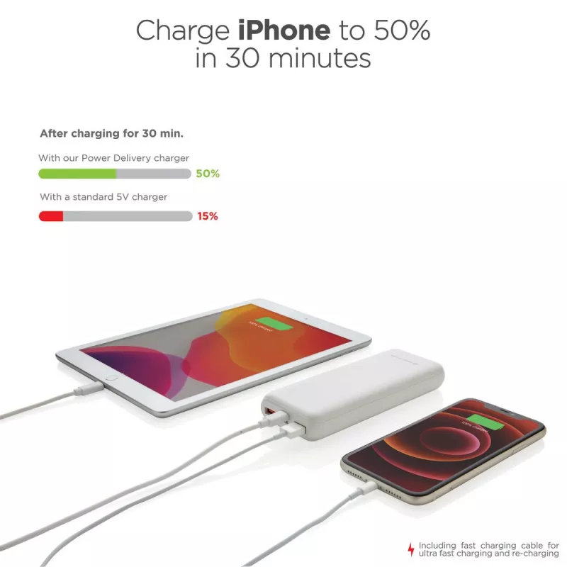 Szybki power bank 20000 mAh Urban Vitamin - biały (P322.753)