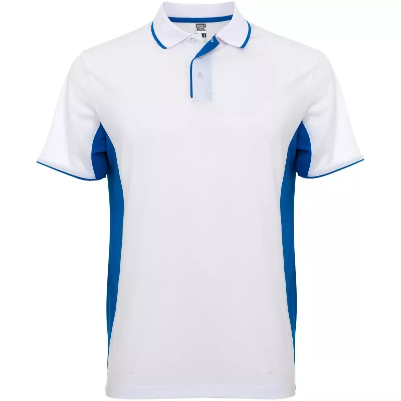 Montmelo koszulka polo unisex z krótkim rękawem - Biały-Błękit królewski (R04218Q3)
