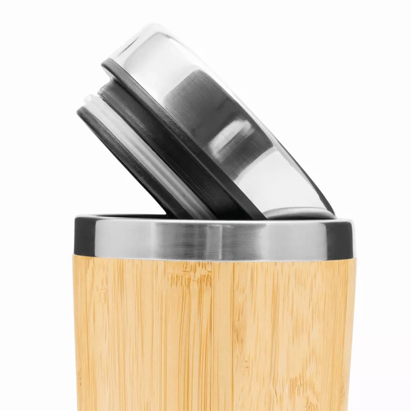 Kubek termiczny BAMBOO DRINK - brązowy, srebrny (56-0304571)