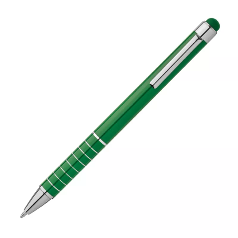 Długopis metalowy z końcówką do ekranów dotykowych - zielony (1041809)